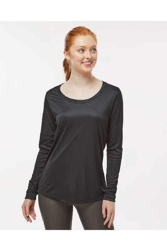 Elegant And Lazy Paragon Womens Islander Performance Moisture Wicking Long Sleeve Scoop Neck T-Shirt - Black Elegant And Lazy Paragon Womens Islander Performance Moisture Wicking Long Sleeve Scoop Neck T-Shirt - Black
