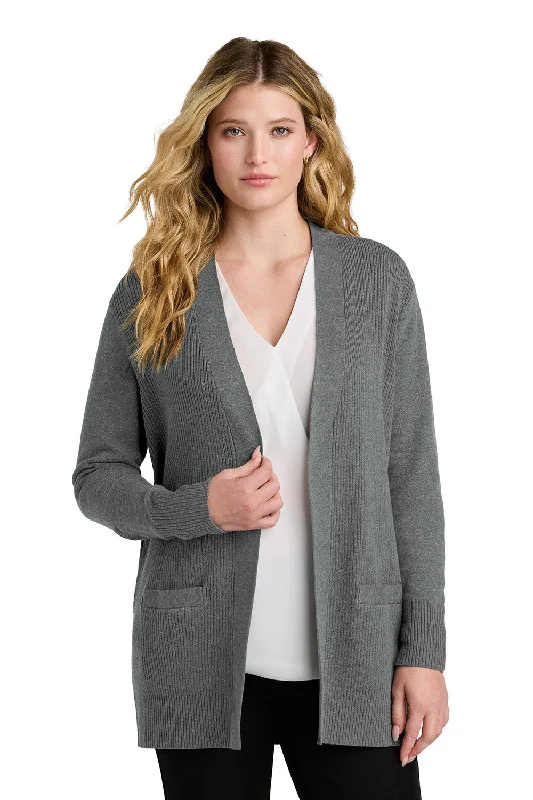 Perfect Tailoring Port Authority Womens Easy Care Open Front Long Sleeve Cardigan Sweater w/ Pockets - Heather Medium Grey - New Perfect Tailoring Port Authority Womens Easy Care Open Front Long Sleeve Cardigan Sweater w/ Pockets - Heather Medium Grey - New
