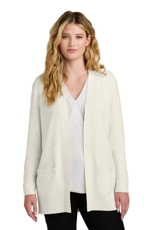 Urban Style Port Authority Womens Easy Care Open Front Long Sleeve Cardigan Sweater w/ Pockets - Heather Oatmeal - New Urban Style Port Authority Womens Easy Care Open Front Long Sleeve Cardigan Sweater w/ Pockets - Heather Oatmeal - New