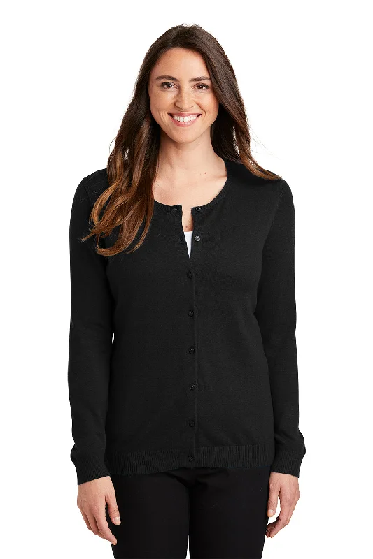 Stunning Fashion Port Authority Womens Long Sleeve Cardigan Sweater - Black