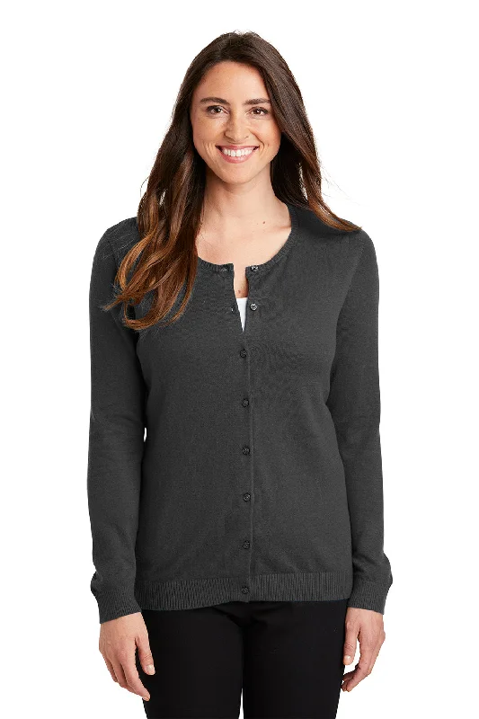 Comfortable Dresses Port Authority Womens Long Sleeve Cardigan Sweater - Heather Charcoal Grey Comfortable Dresses Port Authority Womens Long Sleeve Cardigan Sweater - Heather Charcoal Grey