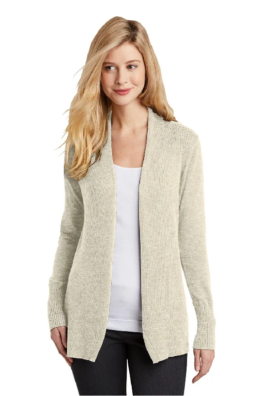 Cozy Street Style Port Authority Womens Long Sleeve Cardigan Sweater - Biscuit