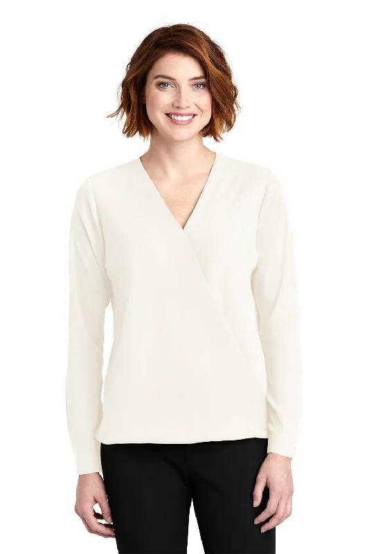 Cozy Shirts Port Authority Womens Long Sleeve V-Neck T-Shirt - Ivory Chiffon White - Closeout Cozy Shirts Port Authority Womens Long Sleeve V-Neck T-Shirt - Ivory Chiffon White - Closeout