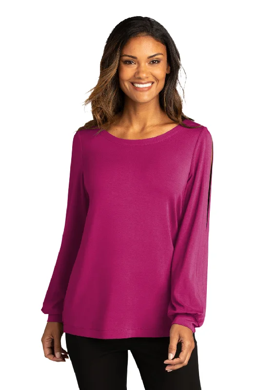 Creative Prints Port Authority Womens Luxe Knit Long Sleeve Wide Neck T-Shirt - Wild Berry Creative Prints Port Authority Womens Luxe Knit Long Sleeve Wide Neck T-Shirt - Wild Berry