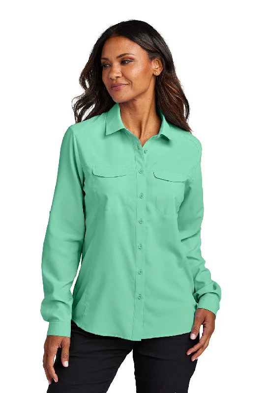 Personalized Wear Port Authority Womens Daybreak Moisture Wicking Long Sleeve Button Down Shirt w/ Pockets - Bright Seafoam Green - New Personalized Wear Port Authority Womens Daybreak Moisture Wicking Long Sleeve Button Down Shirt w/ Pockets - Bright Seafoam Green - New