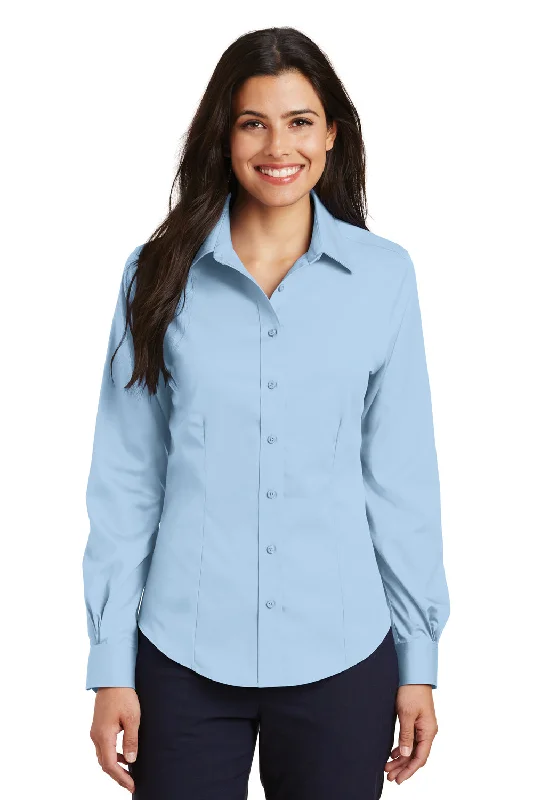 Comfortable And Cold-proof Port Authority Womens Wrinkle Resistant Long Sleeve Button Down Shirt - Sky Blue - Closeout Comfortable And Cold-proof Port Authority Womens Wrinkle Resistant Long Sleeve Button Down Shirt - Sky Blue - Closeout