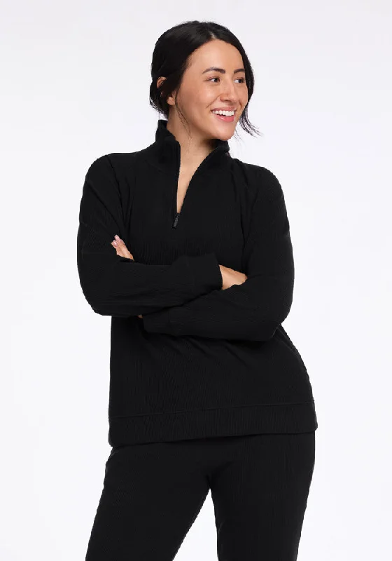 Quinn Ribbed 1/4 Zip - Black