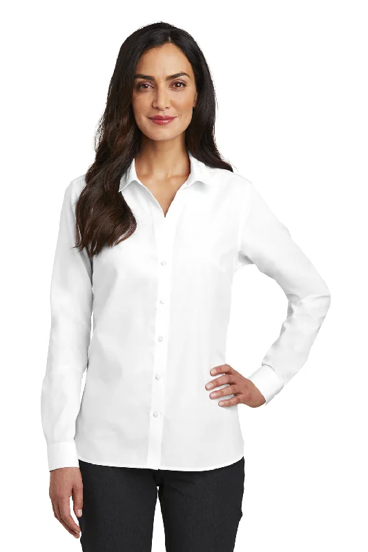 Exclusive Customization Red House Womens Nailhead Wrinkle Resistant Long Sleeve Button Down Shirt - White - Closeout Exclusive Customization Red House Womens Nailhead Wrinkle Resistant Long Sleeve Button Down Shirt - White - Closeout