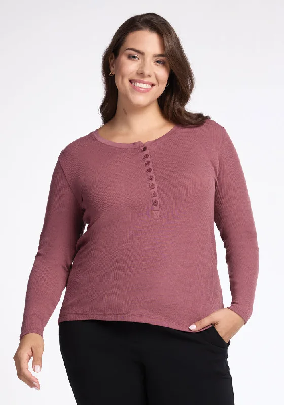 Reese Ribbed Henley - Wild Ginger