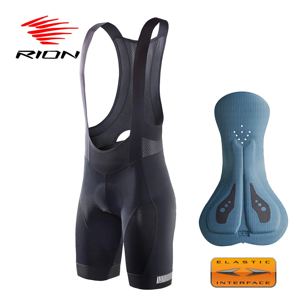 RION Cycling Shorts Men MTB Road Bike Bib Shorts Elastic Interface Cushion Long Distance Padded Tights Motorcycle Bibs