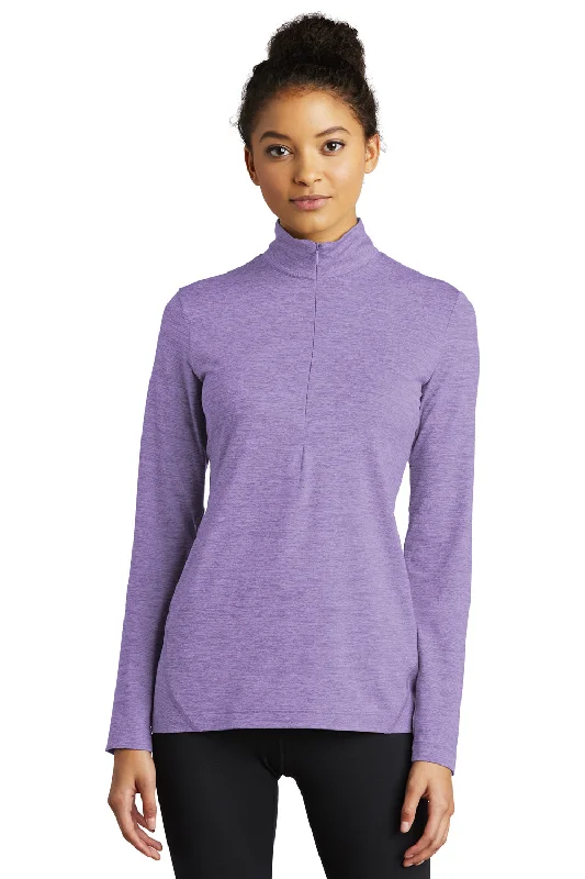 Elegant And Casual Sport-Tek Womens Exchange 1.5 Long Sleeve 1/4 Zip T-Shirt - Heather Hyacinth Purple Elegant And Casual Sport-Tek Womens Exchange 1.5 Long Sleeve 1/4 Zip T-Shirt - Heather Hyacinth Purple