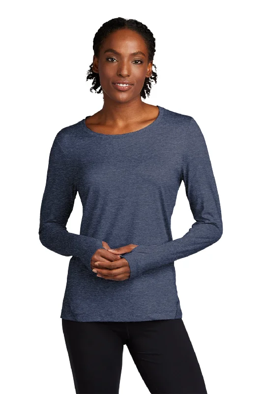 Casual Choice Sport-Tek Womens Exchange 1.5 Long Sleeve Crewneck T-Shirt - Heather Dark Denim Blue