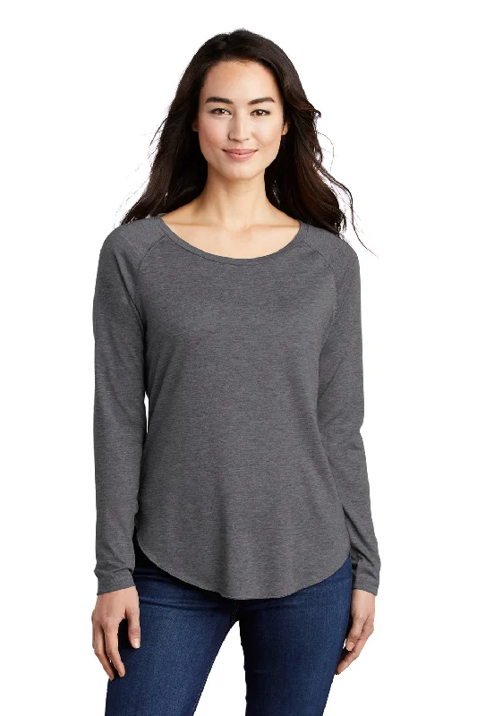 Smart Comfort Sport-Tek Womens Moisture Wicking Long Sleeve Scoop Neck T-Shirt - Heather Dark Grey Smart Comfort Sport-Tek Womens Moisture Wicking Long Sleeve Scoop Neck T-Shirt - Heather Dark Grey