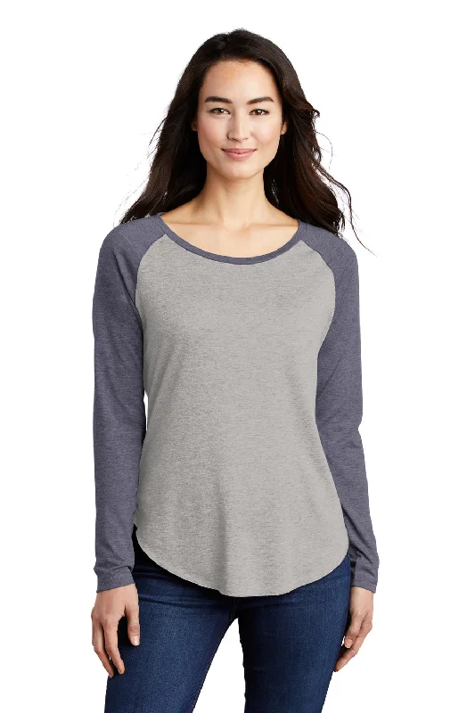 Elegant Comfort Sport-Tek Womens Moisture Wicking Long Sleeve Scoop Neck T-Shirt - Heather Light Grey/Heather True Navy Blue Elegant Comfort Sport-Tek Womens Moisture Wicking Long Sleeve Scoop Neck T-Shirt - Heather Light Grey/Heather True Navy Blue