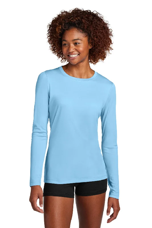 Modern Comfort Sport-Tek Womens Posi-UV Pro Moisture Wicking Long Sleeve Crewneck T-Shirt - Light Blue - New Modern Comfort Sport-Tek Womens Posi-UV Pro Moisture Wicking Long Sleeve Crewneck T-Shirt - Light Blue - New