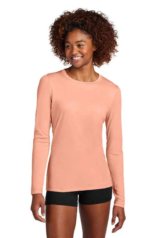 Comfortable Outfits Sport-Tek Womens Posi-UV Pro Moisture Wicking Long Sleeve Crewneck T-Shirt - Soft Coral - New Comfortable Outfits Sport-Tek Womens Posi-UV Pro Moisture Wicking Long Sleeve Crewneck T-Shirt - Soft Coral - New