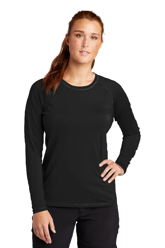 Cozy Knits Sport-Tek Womens Rashguard Moisture Wicking Long Sleeve Crewneck T-Shirt - Black