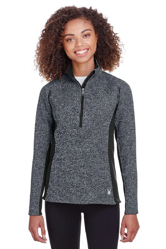 Warm Chic Spyder Womens Constant 1/4 Zip Sweater - Heather Black