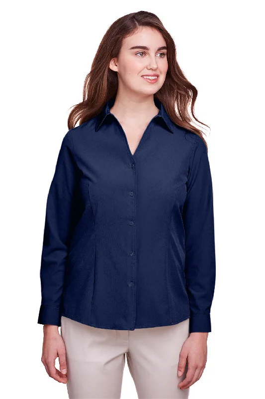 Ultra-lightweight UltraClub Womens Bradley Performance Moisture Wicking Long Sleeve Button Down Shirt - Navy Blue Ultra-lightweight UltraClub Womens Bradley Performance Moisture Wicking Long Sleeve Button Down Shirt - Navy Blue