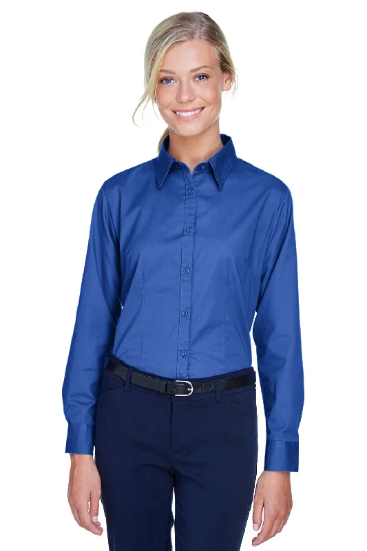 Cool Summer UltraClub Womens Whisper Long Sleeve Button Down Shirt - Royal Blue - Closeout Cool Summer UltraClub Womens Whisper Long Sleeve Button Down Shirt - Royal Blue - Closeout