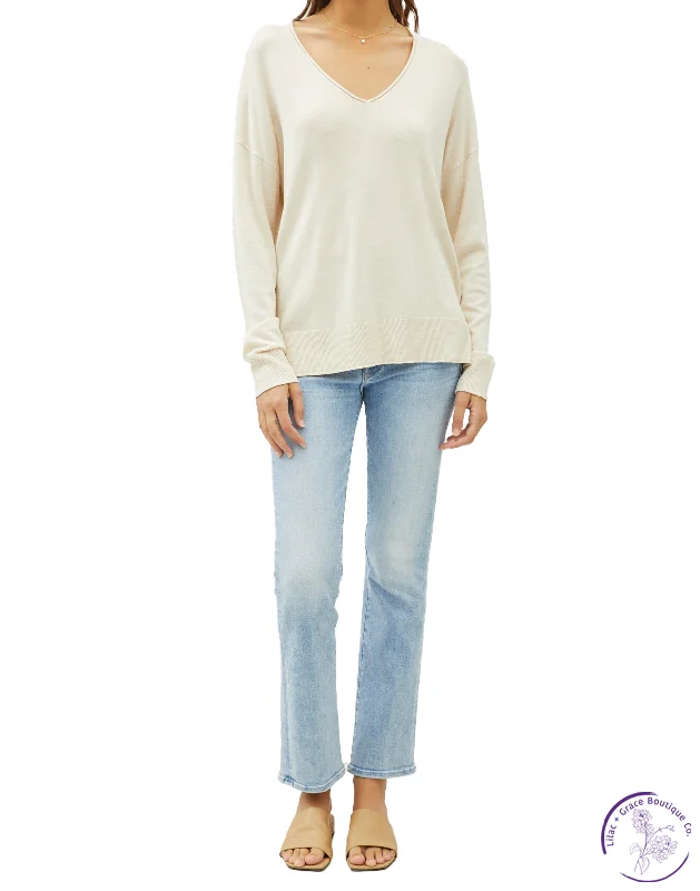 Relaxed Fashion V-Neck Drop Shoulder Sweater